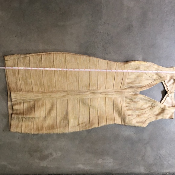 Gold/Cream Tight Cocktail Dress - Picture 4 of 7